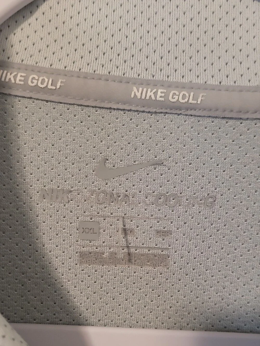 Nike Light Gray Striped Polo with Red Razorback Patch